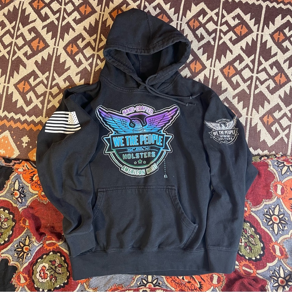 We The People Holsters Neon Sign Eagle Shield Pullover Hoodie Small